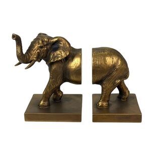 Elephant Bookends Set of 2 Antique Copper Resin Decorative Book Holders
